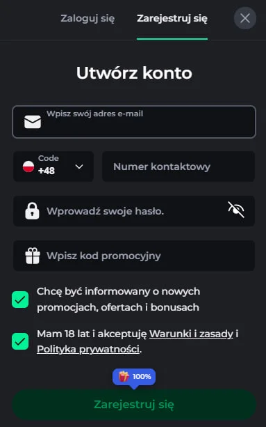 Rejestracja w BetOnRed Casino