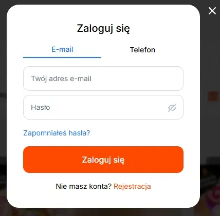 Formularz logowania do Vulkan Spiele Casino