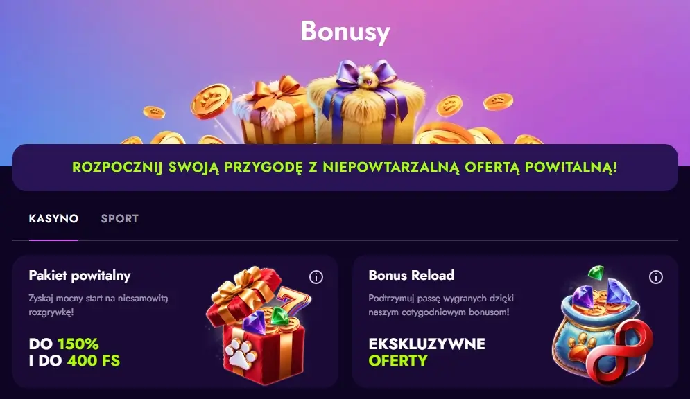 Bonusy w Irwin Casino